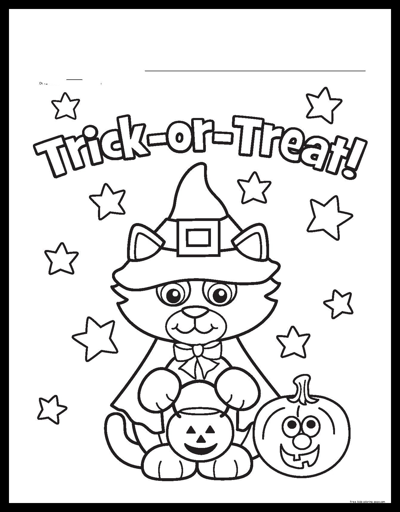 Printable Trick or Treat Coloring Pages 1