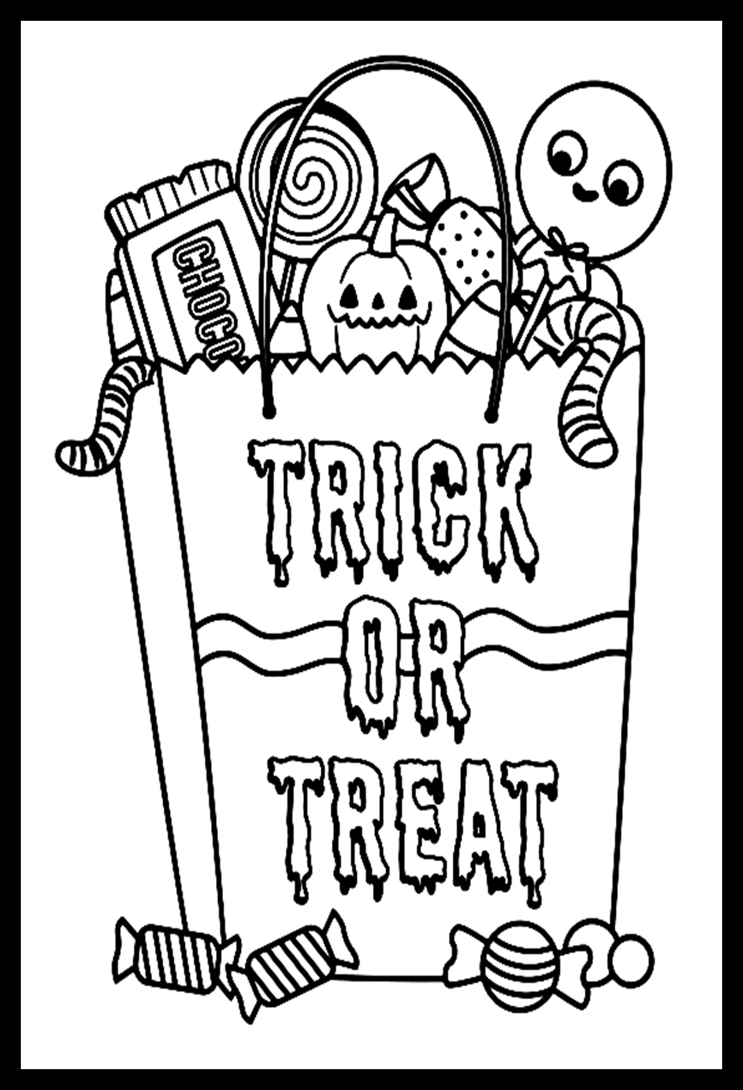 Printable Trick or Treat Coloring Pages 2