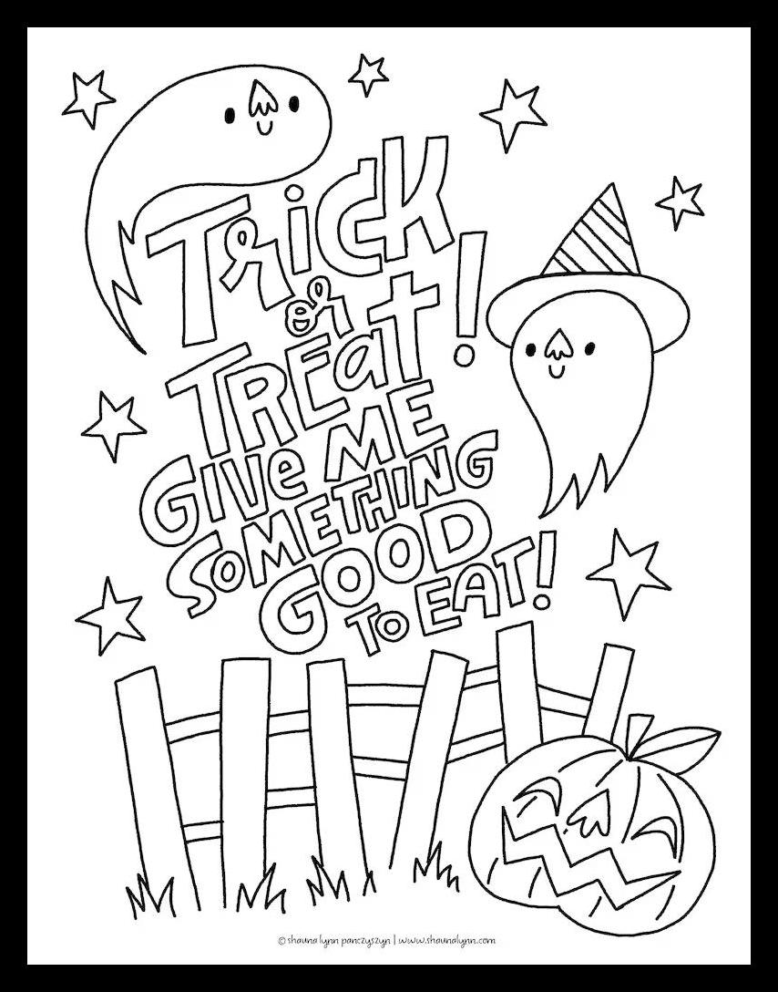 Printable Trick or Treat Coloring Pages 4