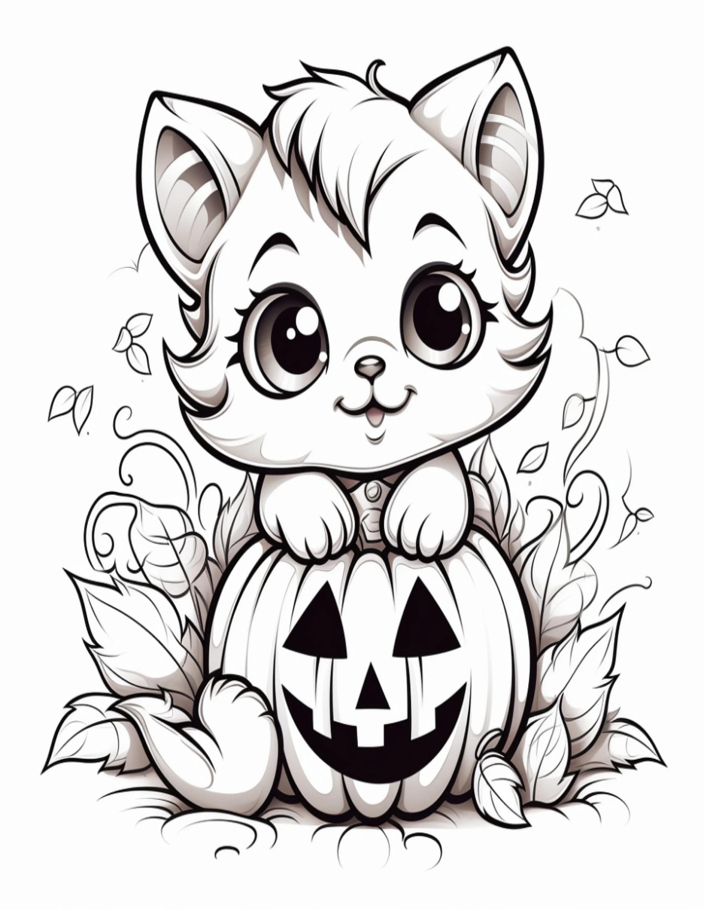 30+ Cute Halloween Coloring Pages