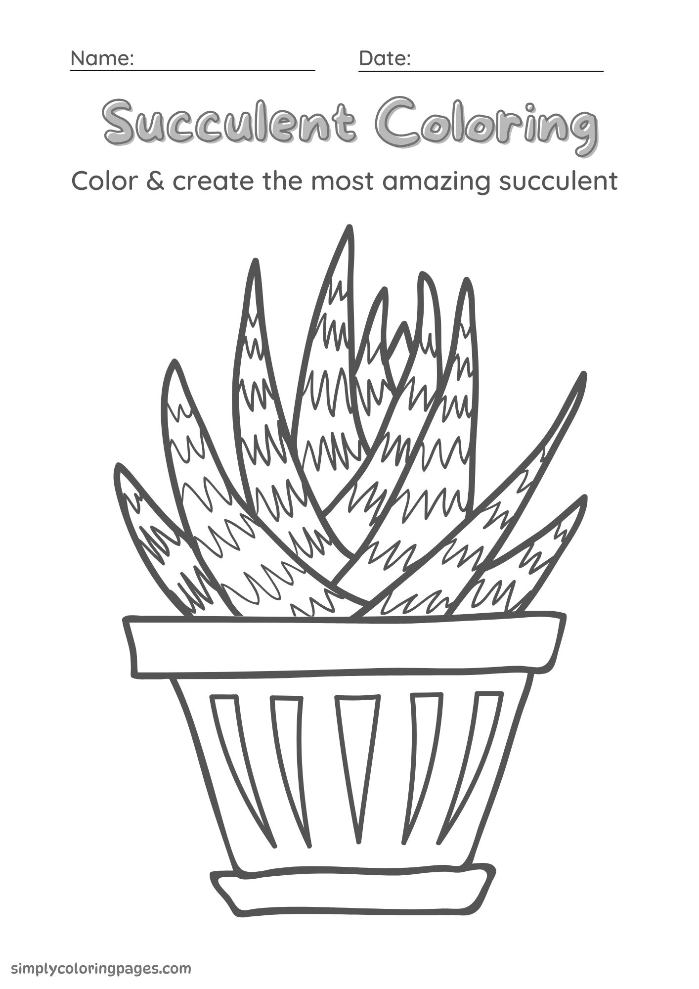 25+ Succulent Coloring Pages for Kids