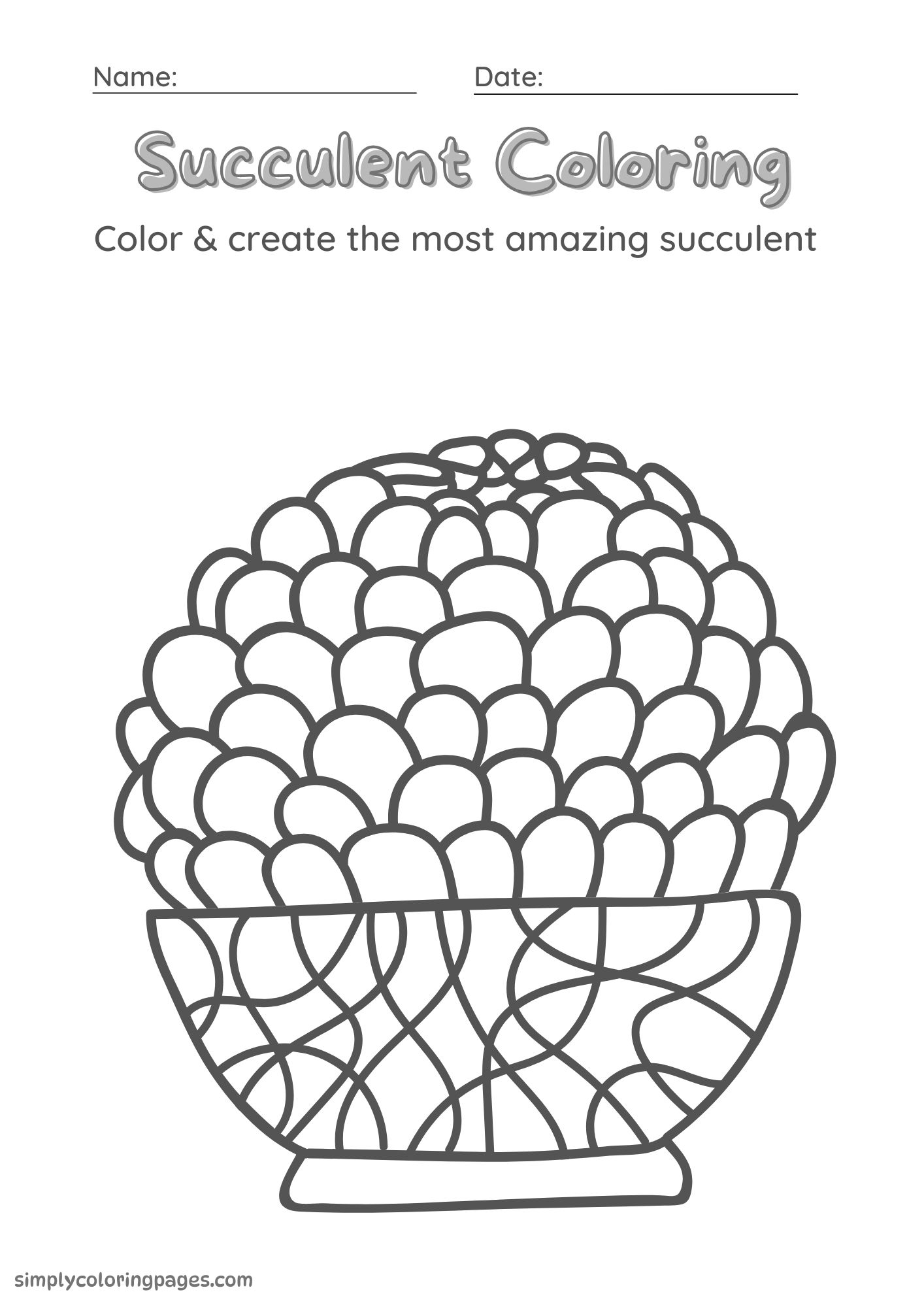 20+ Succulent Coloring Pages for Kids