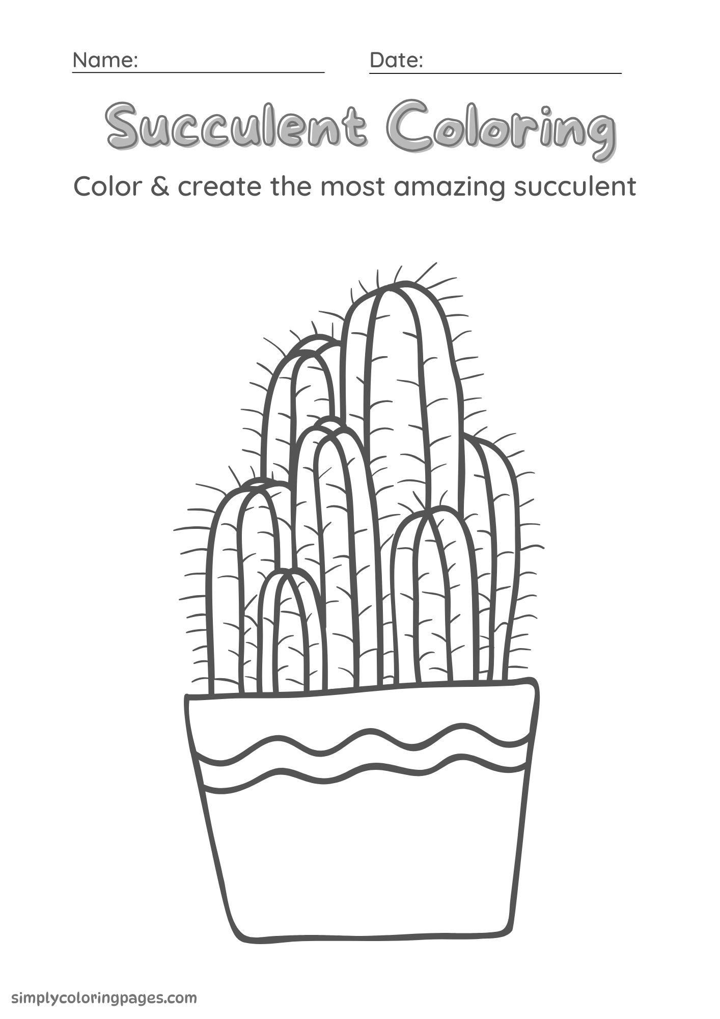 20+ Succulent Coloring Pages for Kids