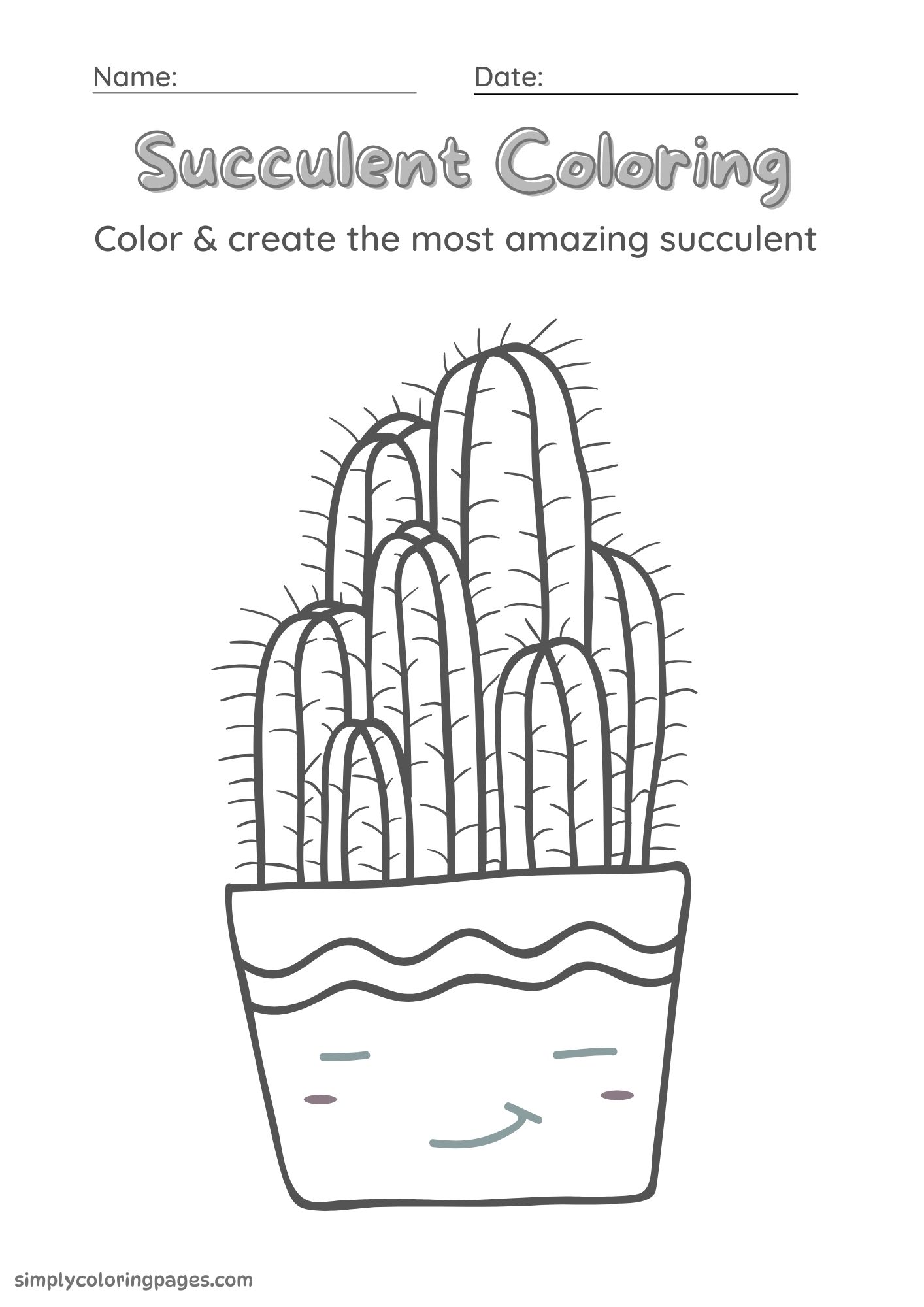 20+ Succulent Coloring Pages for Kids