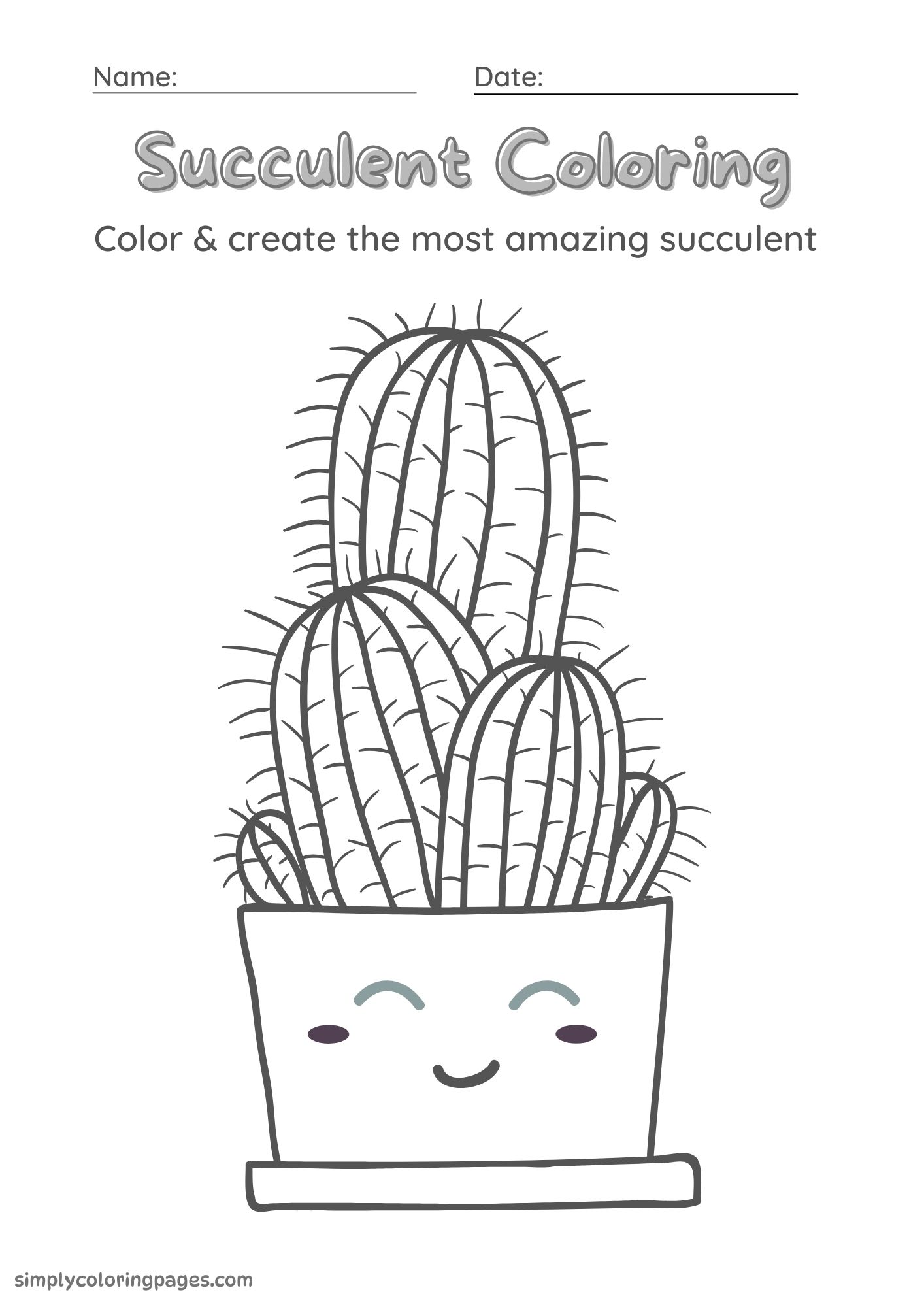 15+ Succulent Coloring Pages for Kids