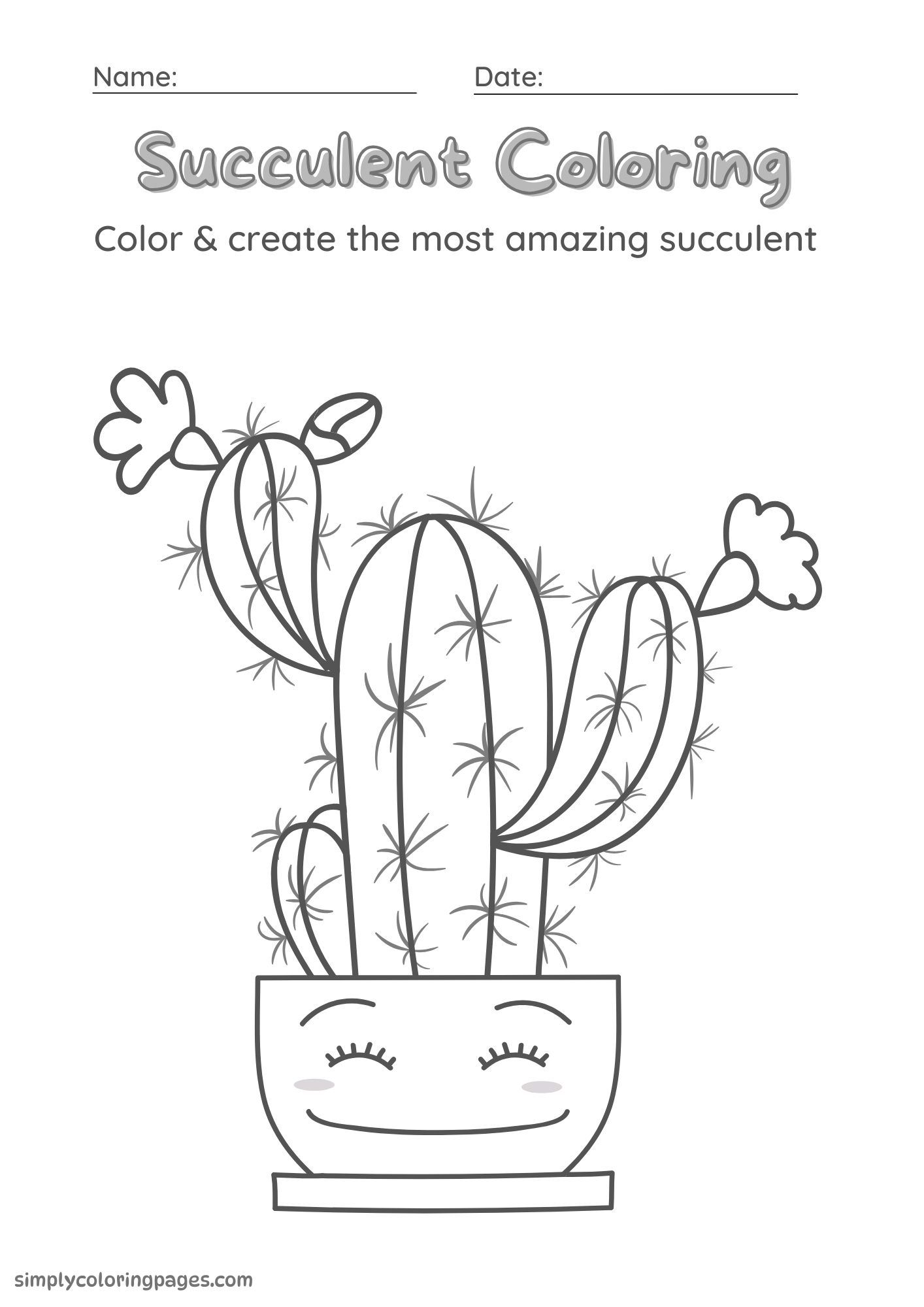 20+ Succulent Coloring Pages for Kids