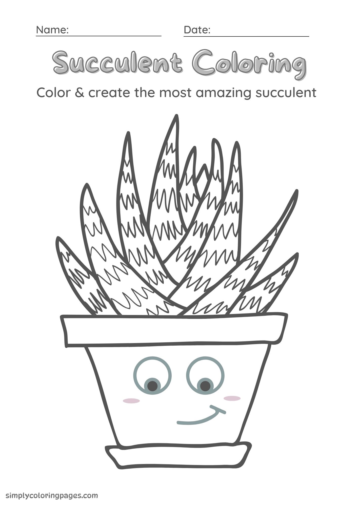 15+ Succulent Coloring Pages for Kids