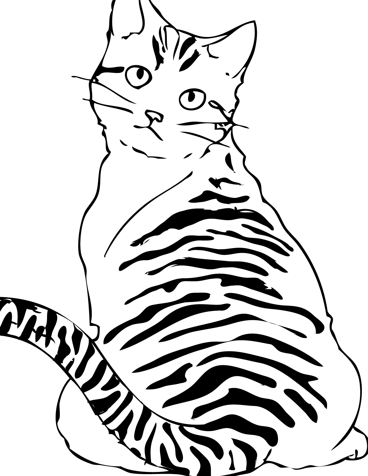 15 Detailed cat coloring sheet
