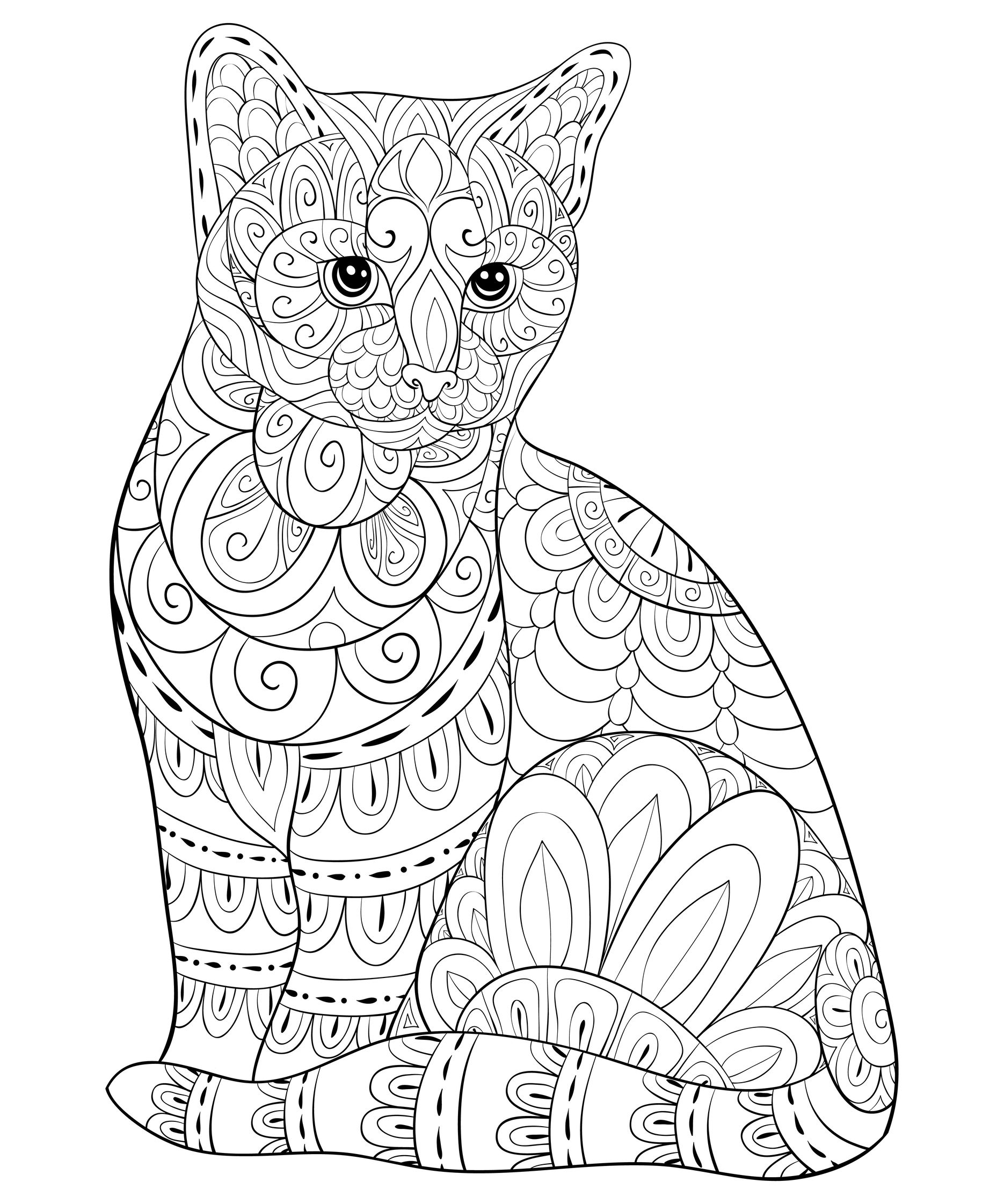 15 Realistic cat coloring sheet
