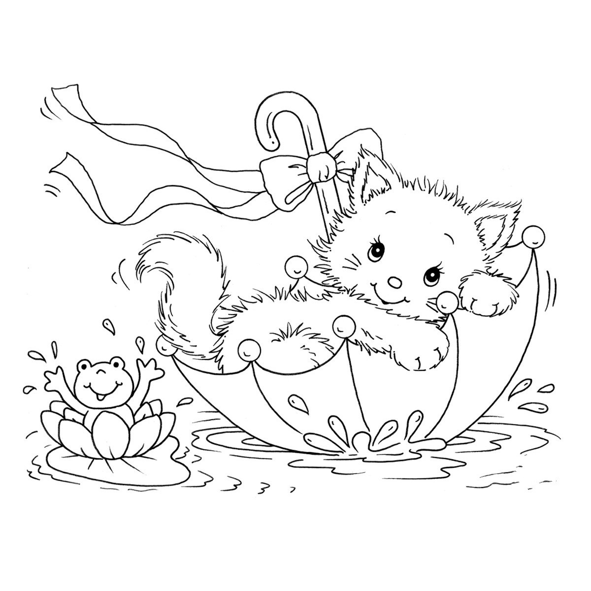 20 Fluffy cat coloring sheet
