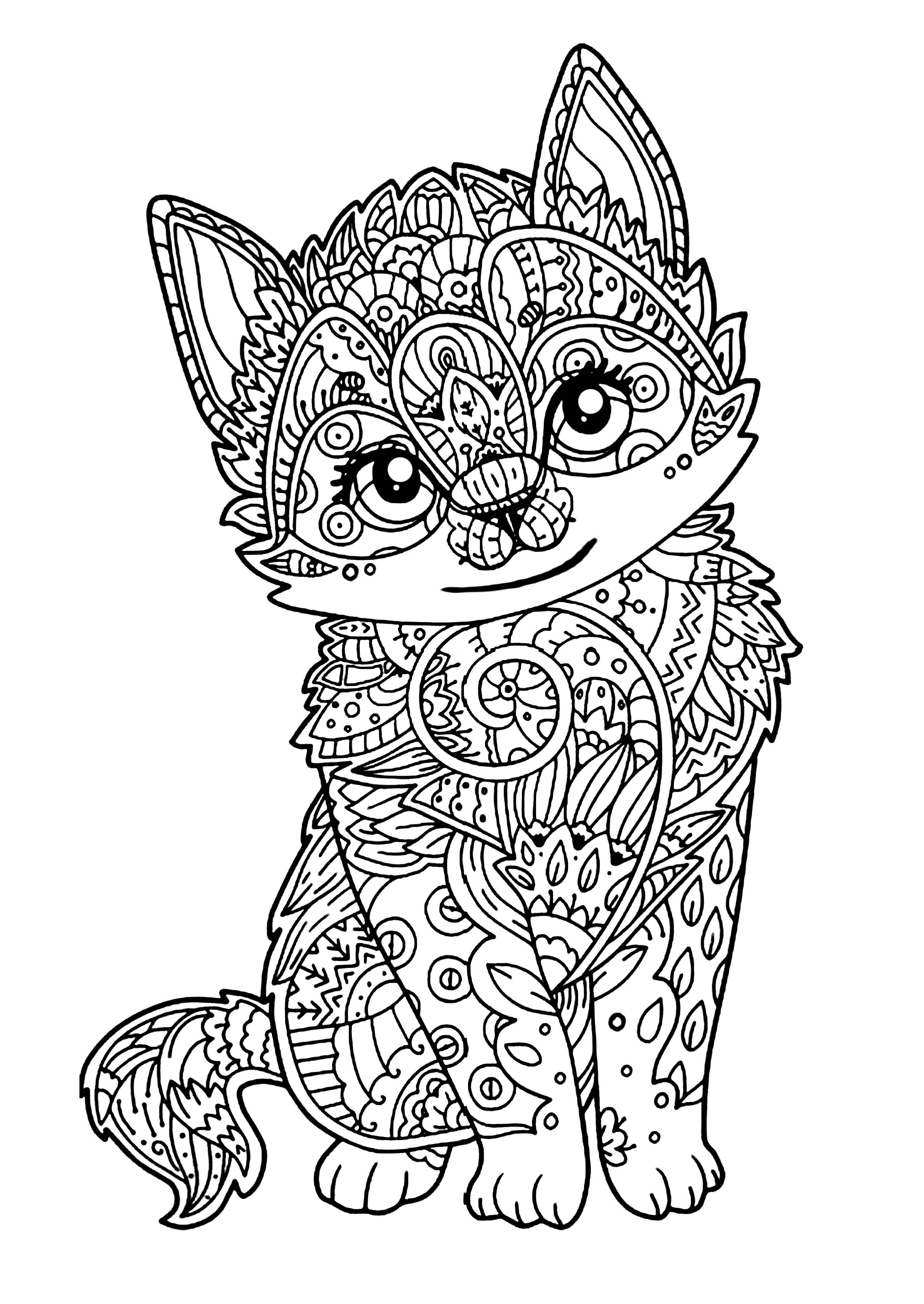 25 Cat outline coloring sheet
