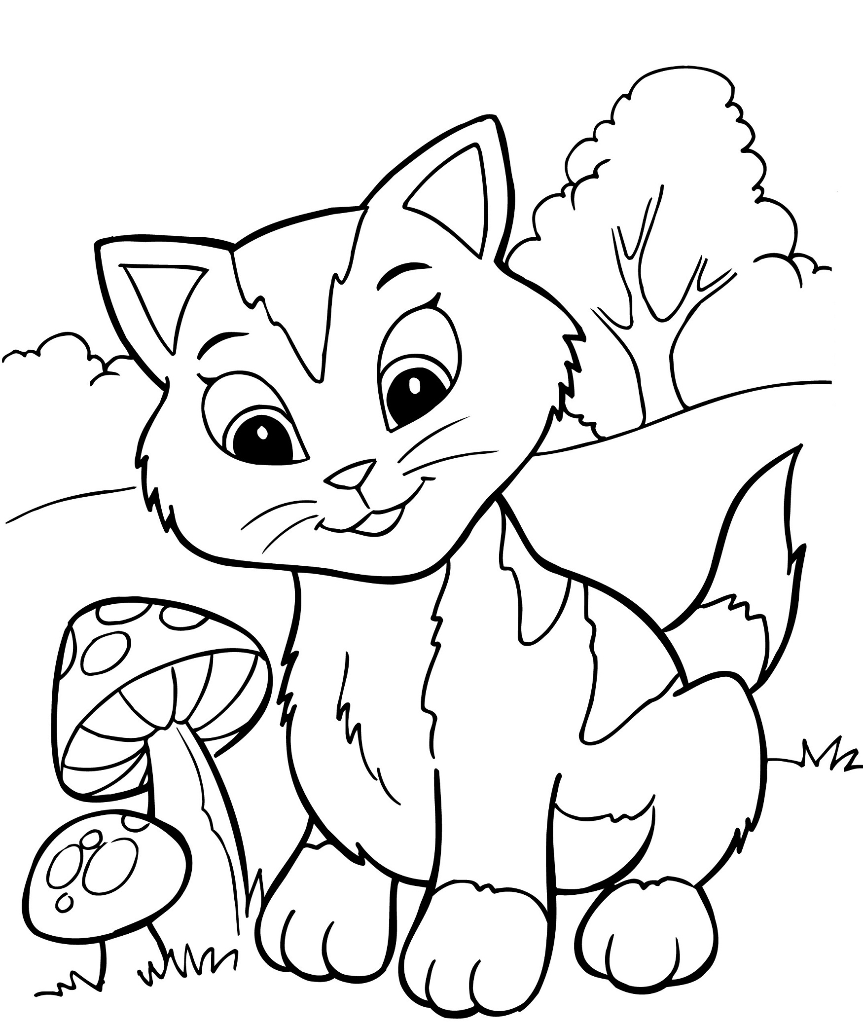 30 Cat and fish coloring sheet
