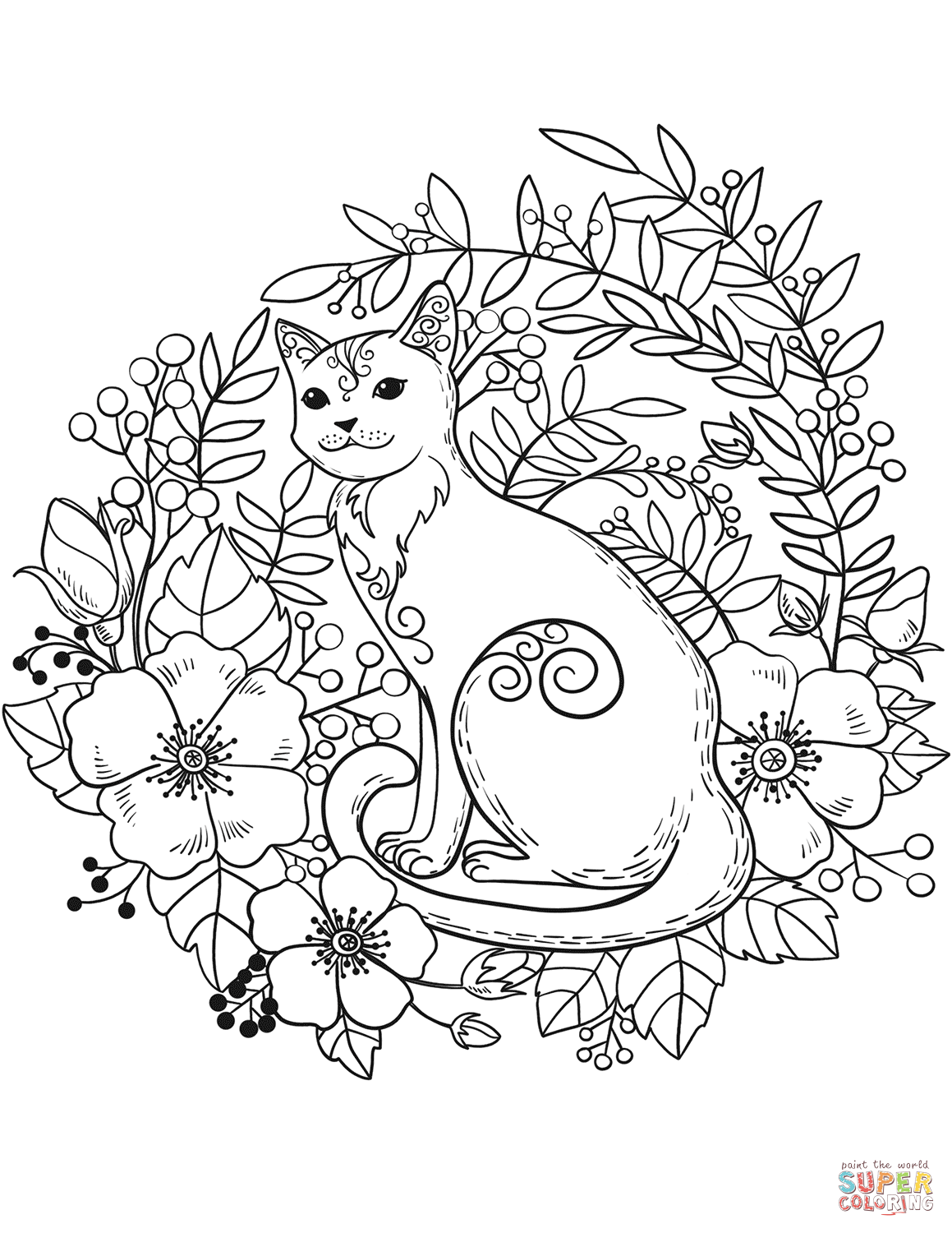 35 Smiling cat coloring sheet
