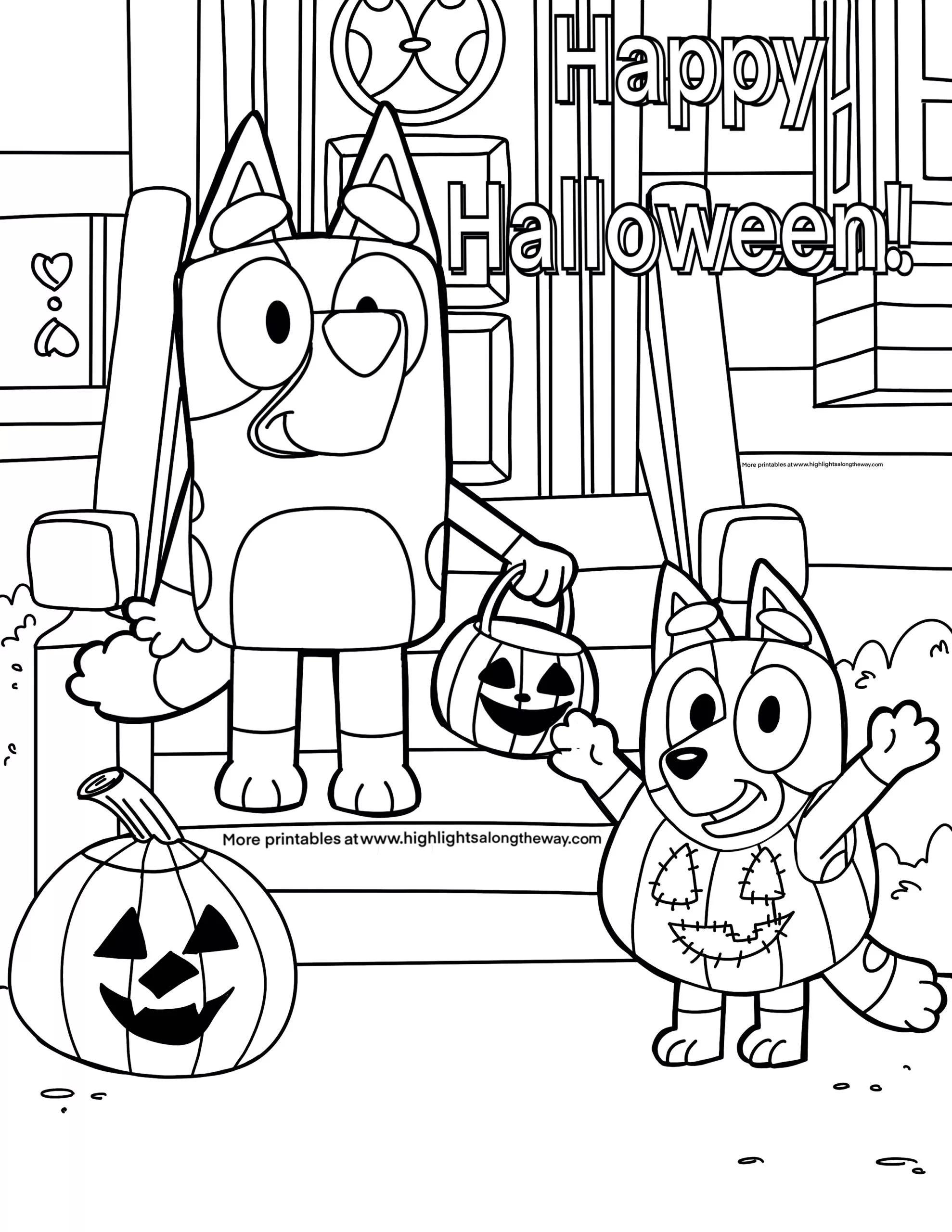 Bluey Coloring Pages Halloween Adventure