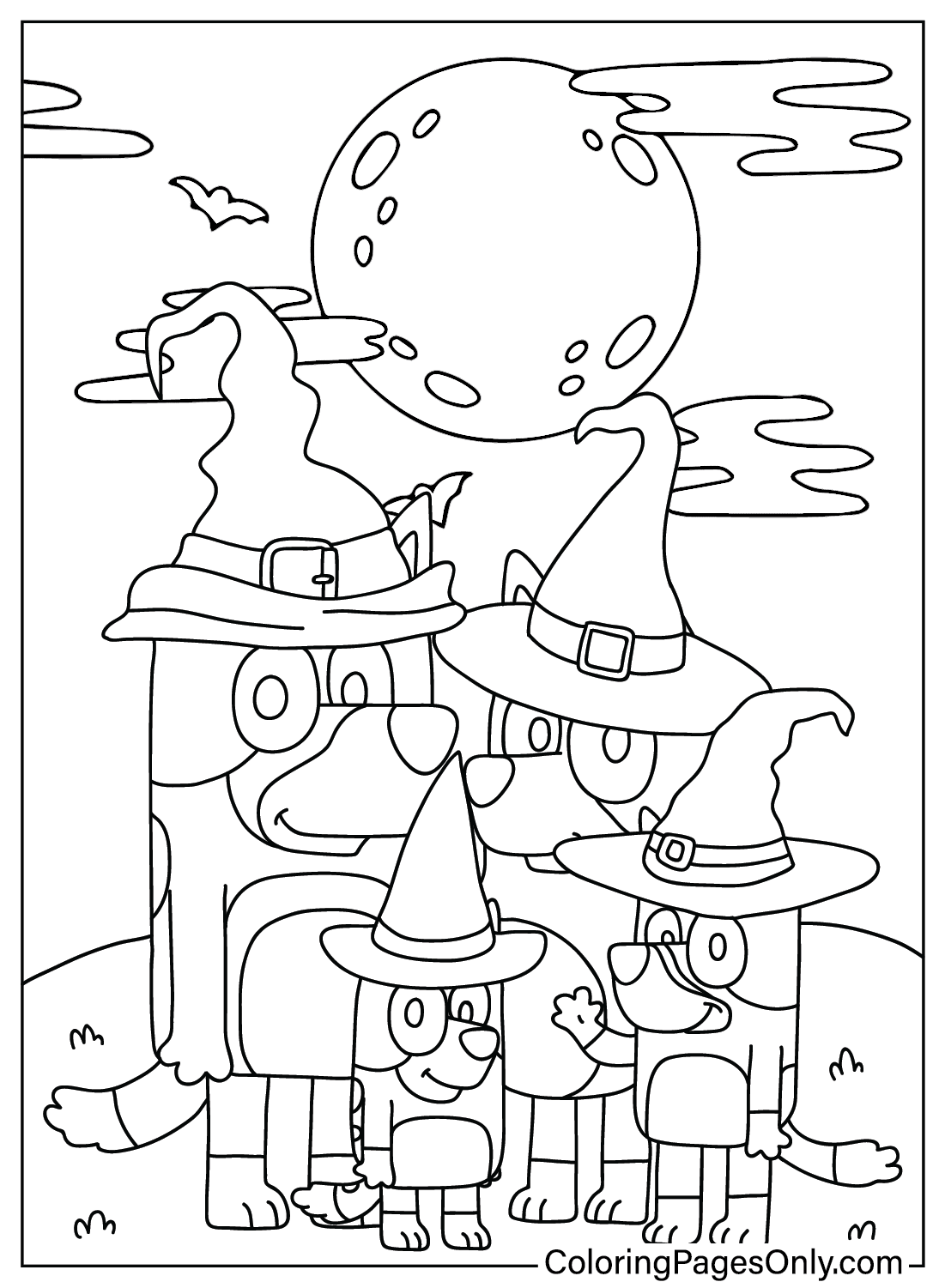 Bluey Coloring Pages Halloween Bubbles