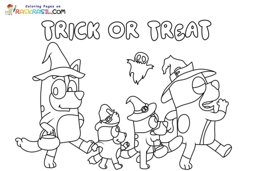 Bluey Coloring Pages Halloween Decorations