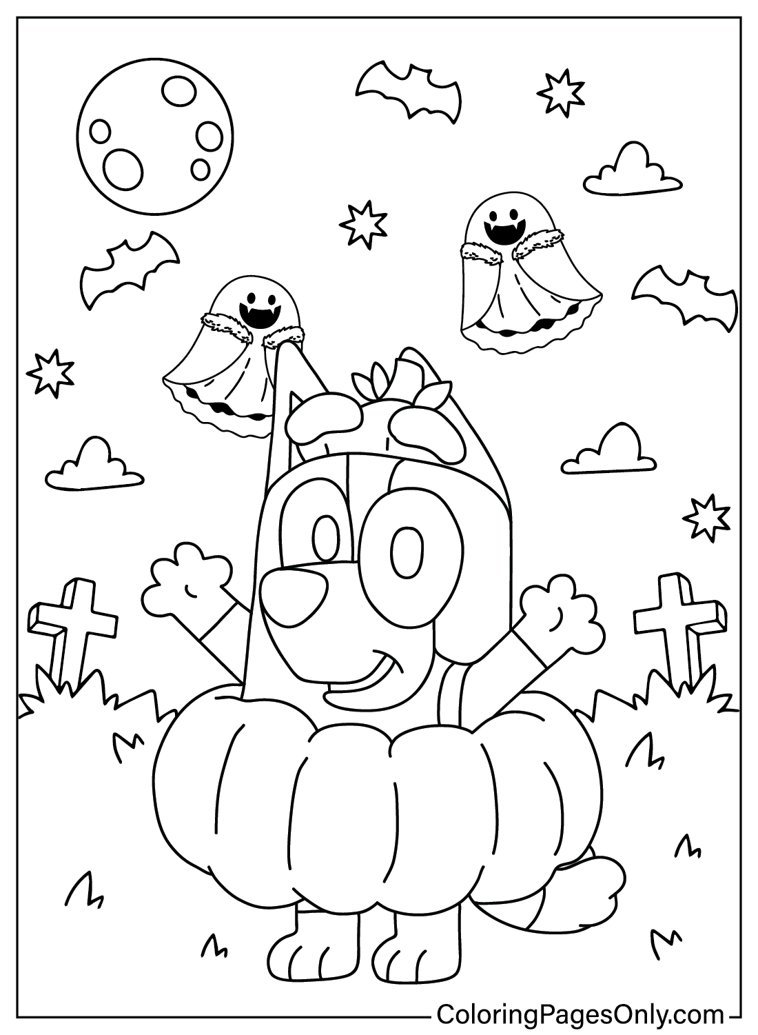 Bluey Coloring Pages Halloween Easy