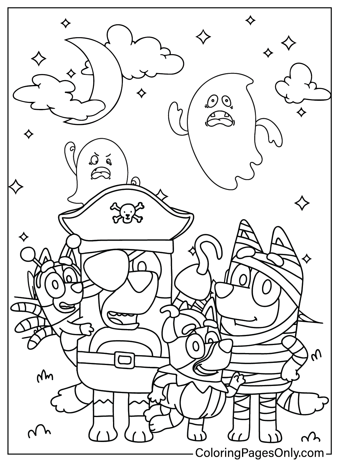 Bluey Coloring Pages Halloween Ghost