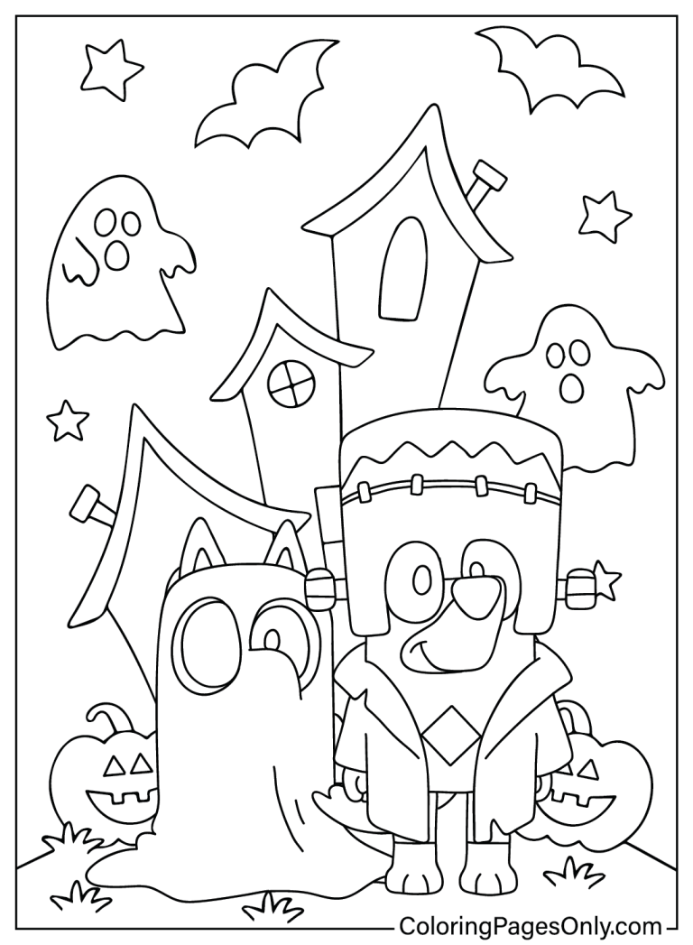 Bluey Coloring Pages Halloween Hard