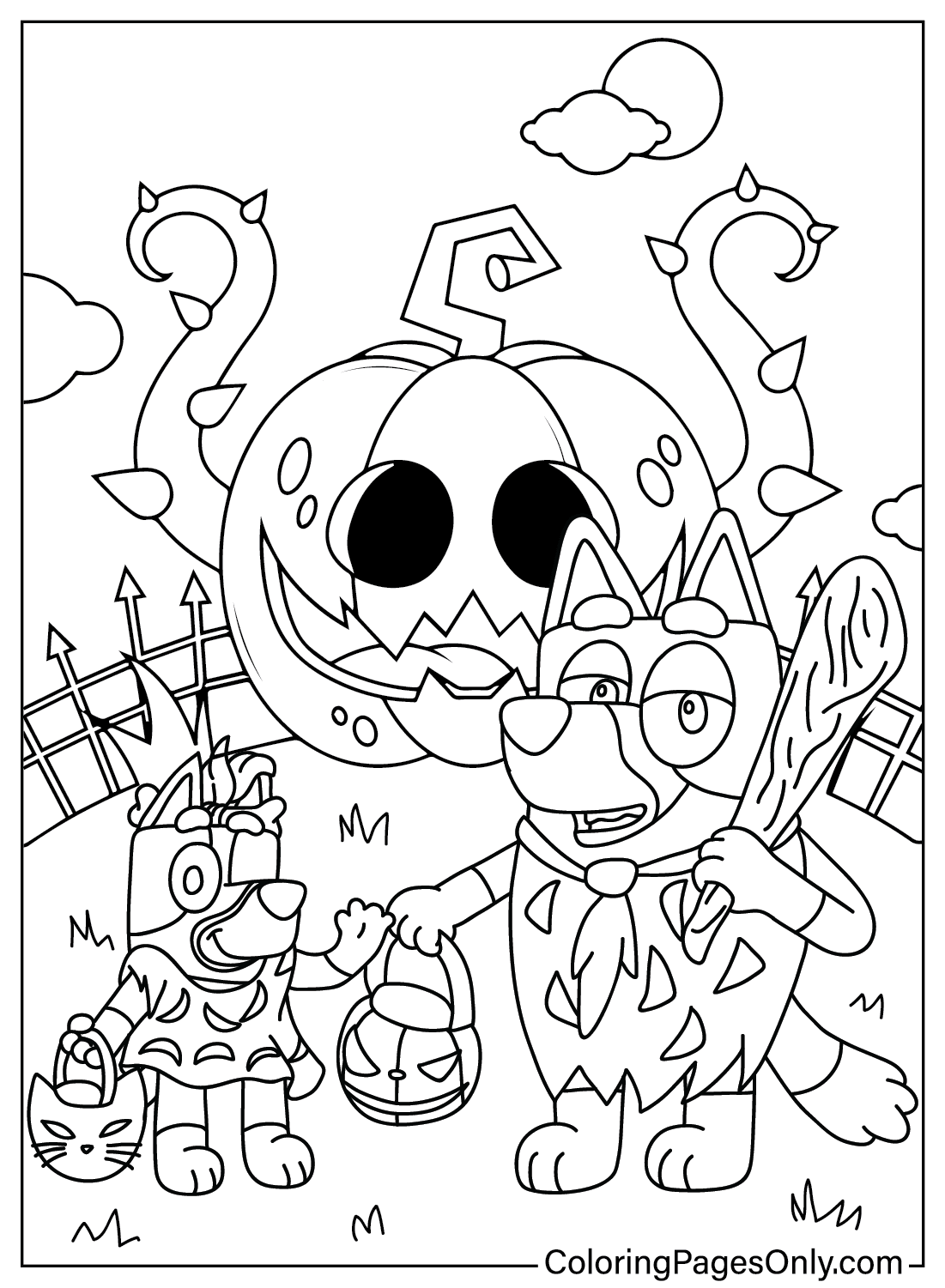 Bluey Coloring Pages Halloween Head