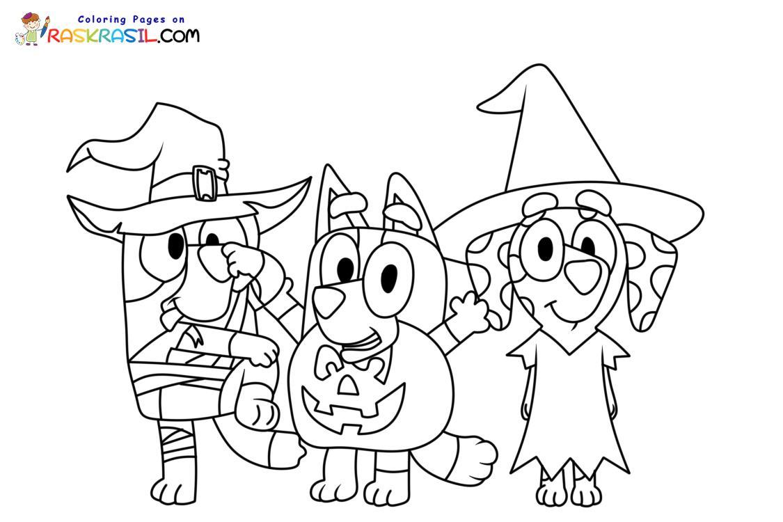 Bluey Coloring Pages Halloween Holiday