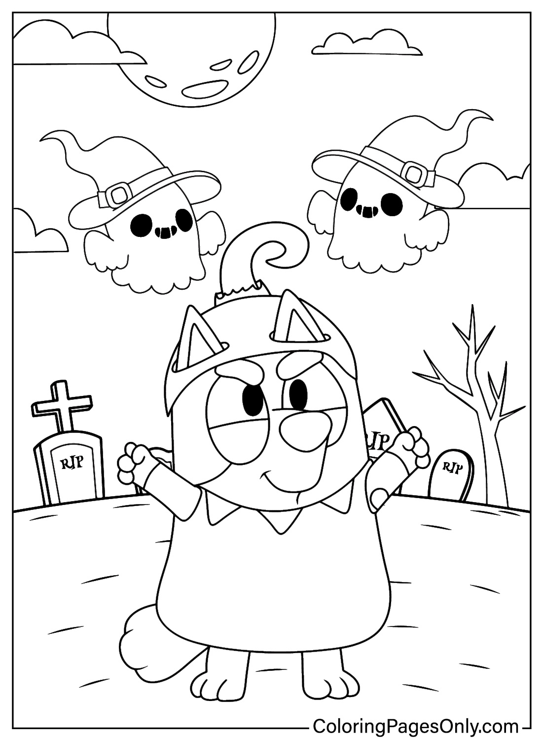 Bluey Coloring Pages Halloween House