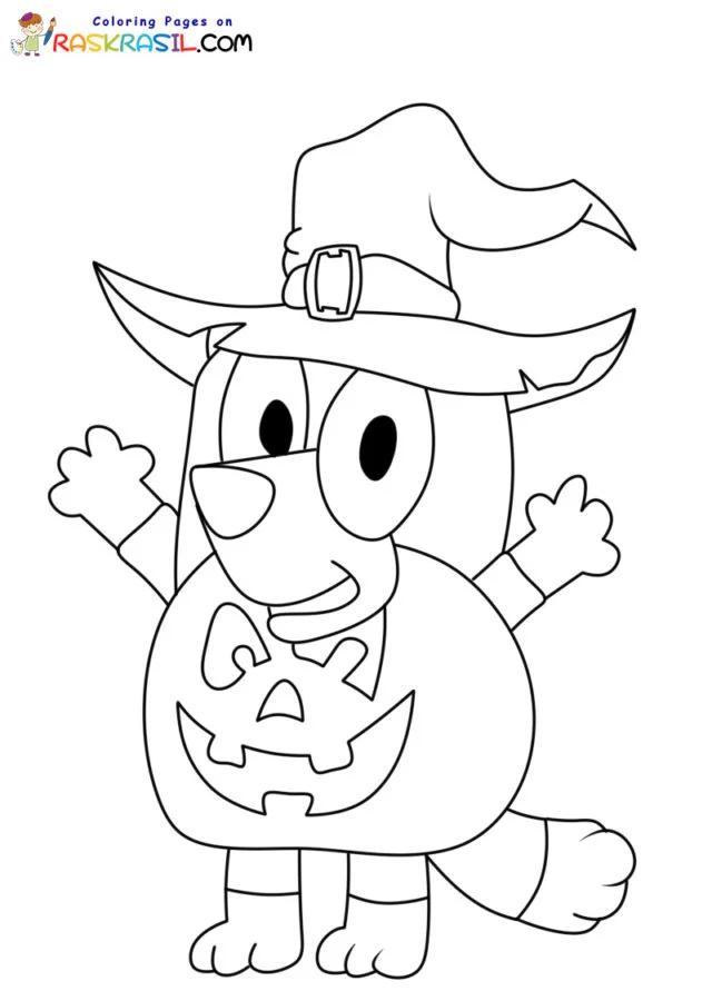 Bluey Coloring Pages Halloween Printable