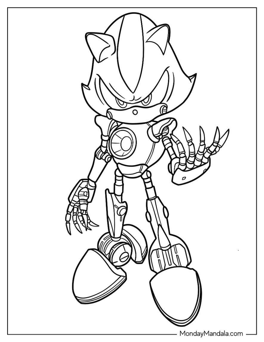 Cute Metal Sonic Coloring Pages