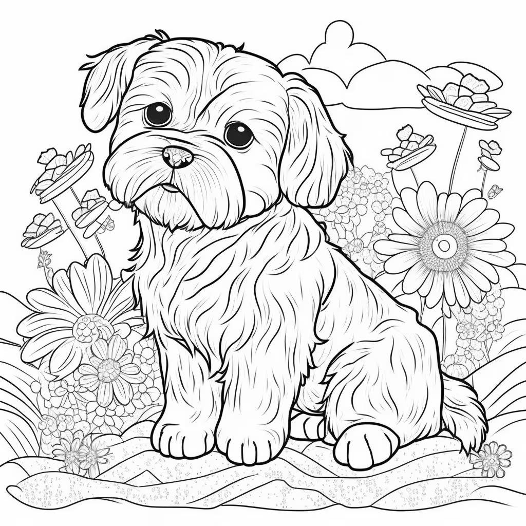 Detailed Puppy Coloring Pages