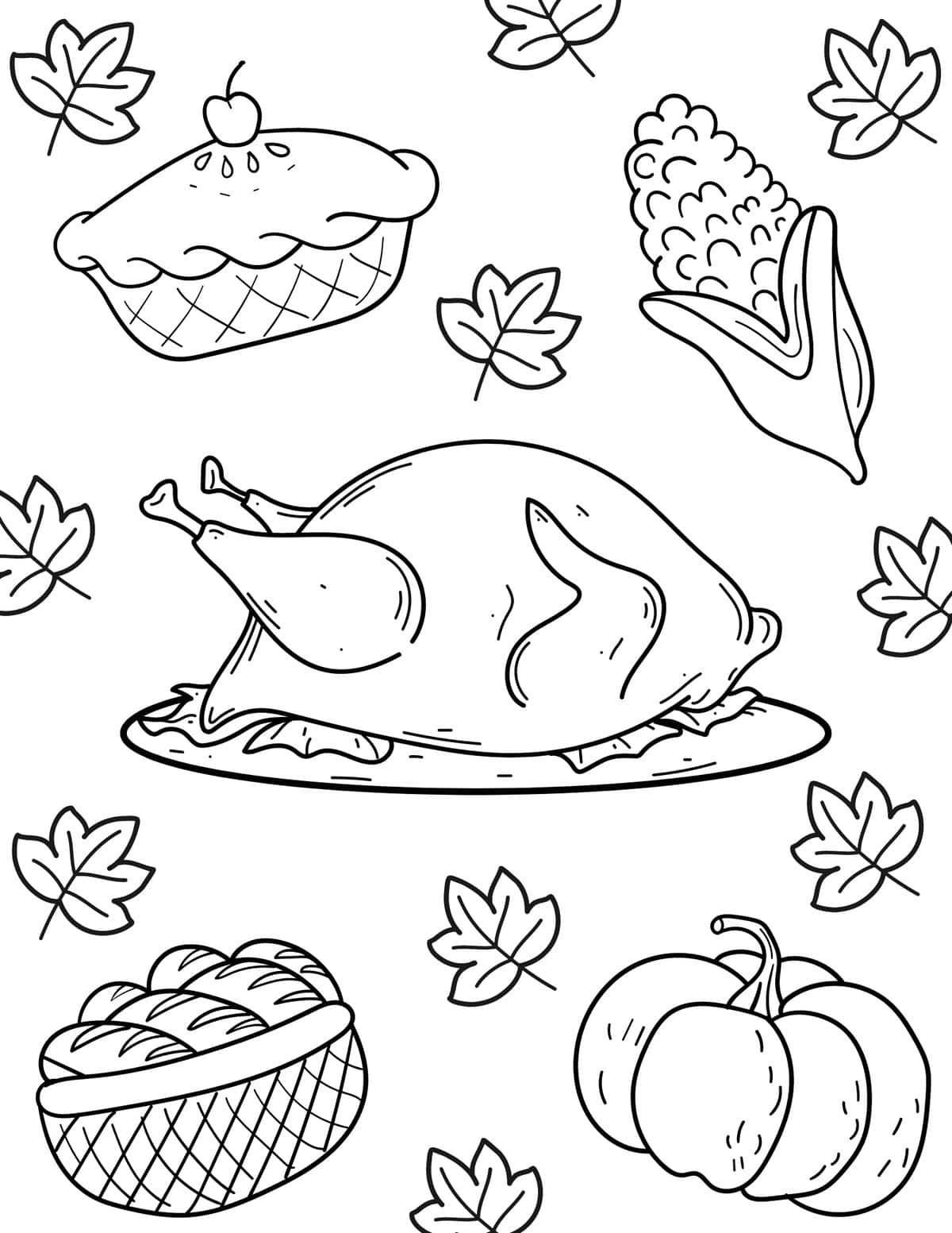 Detailed Thanksgiving Food Coloring Pages