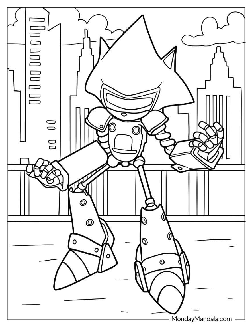 Easy Metal Sonic Coloring Pages