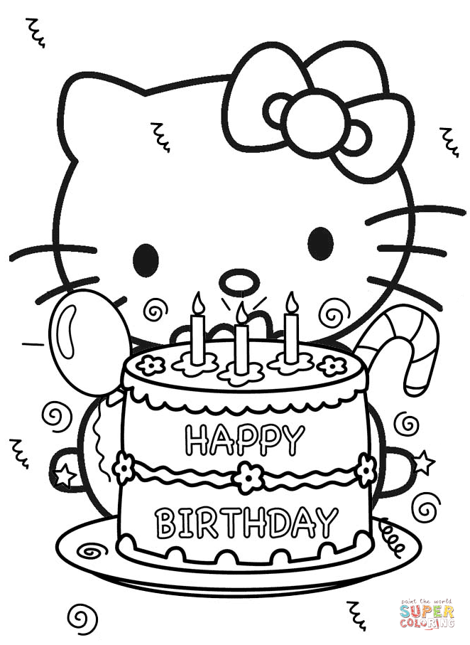 Fun Hello Kitty Birthday Coloring Pages