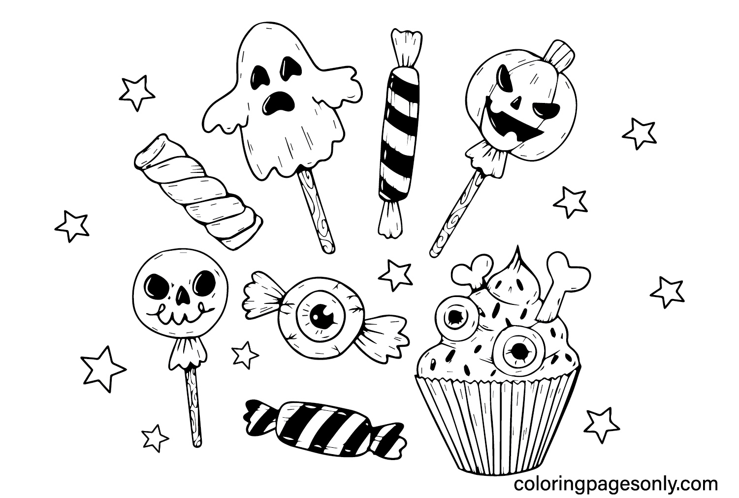 Halloween Candy Bowl Coloring Page