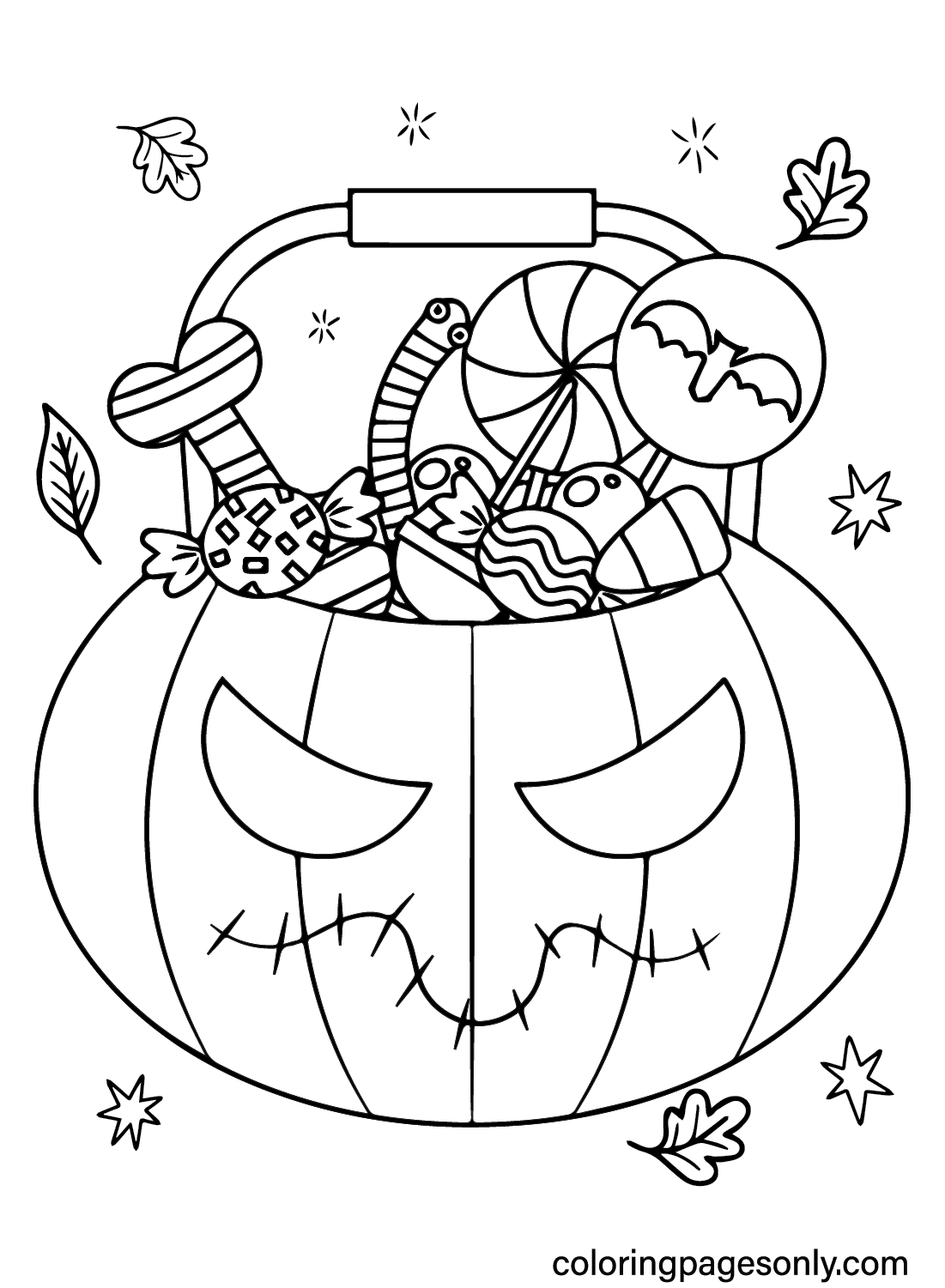 Halloween Candy Bucket Coloring Page