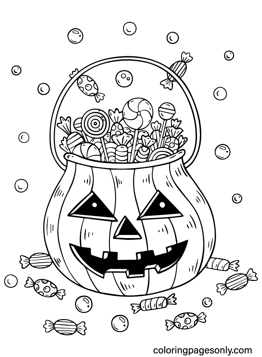 Halloween Candy Coloring Pages A4