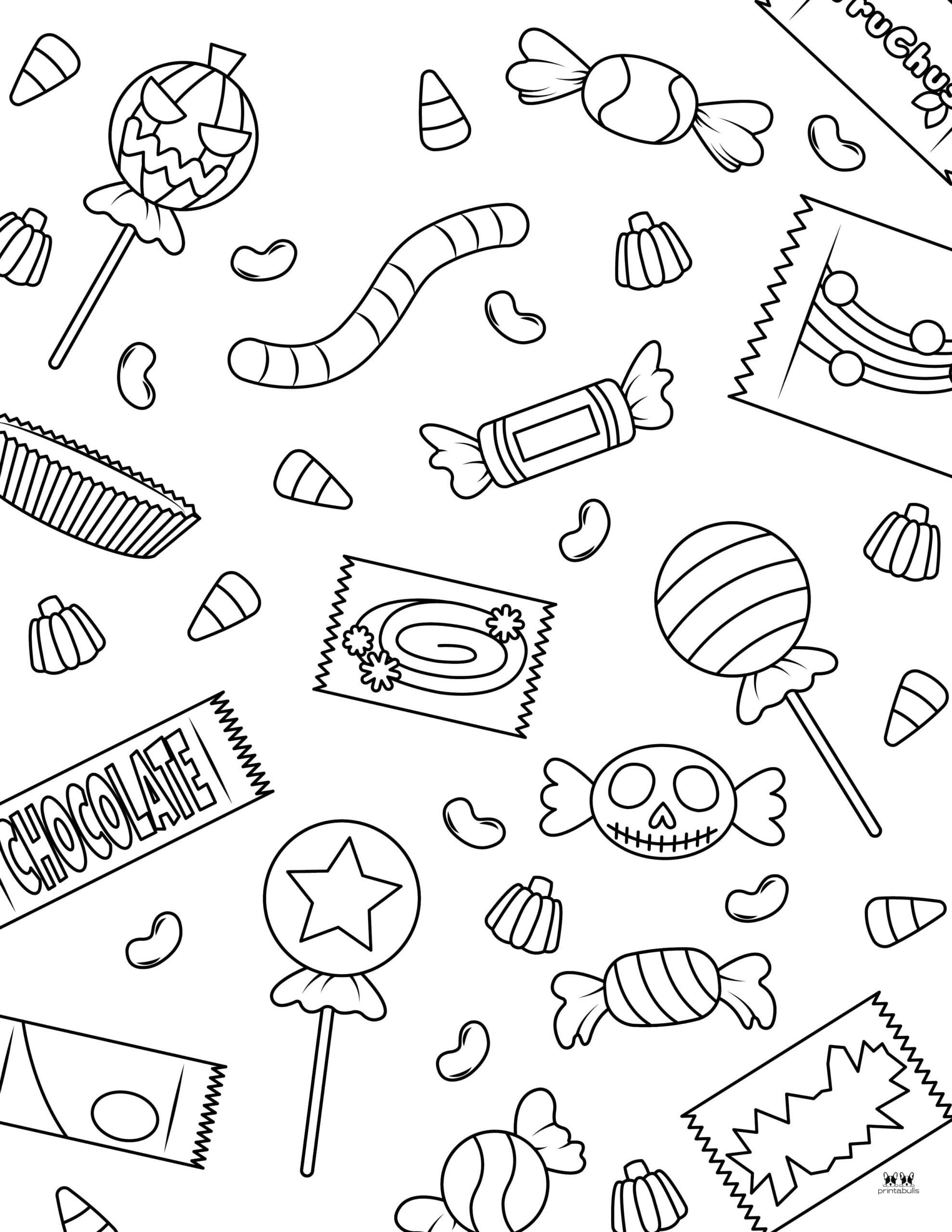 Halloween Candy Coloring Pages Black And White