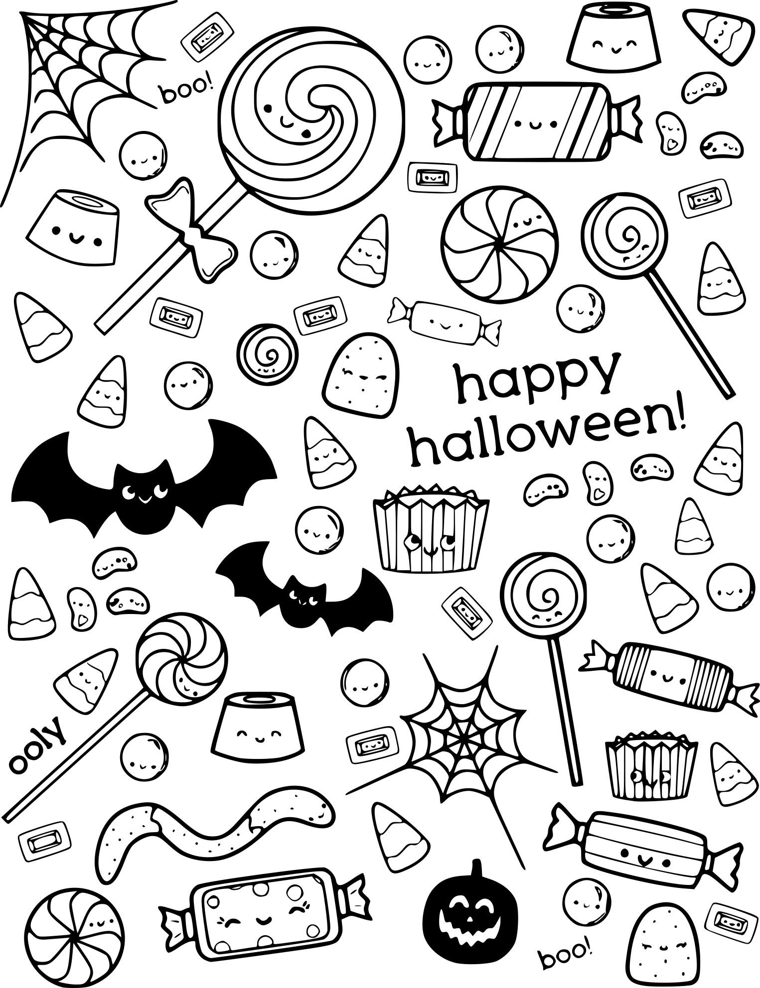 Halloween Candy Coloring Pages Black