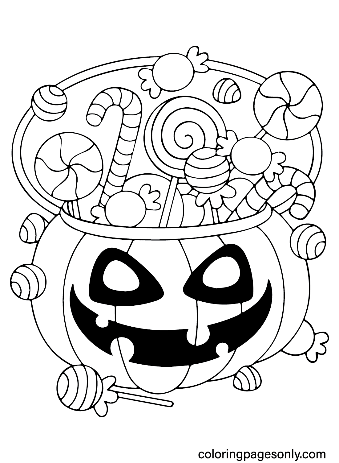 Halloween Candy Coloring Pages Blue