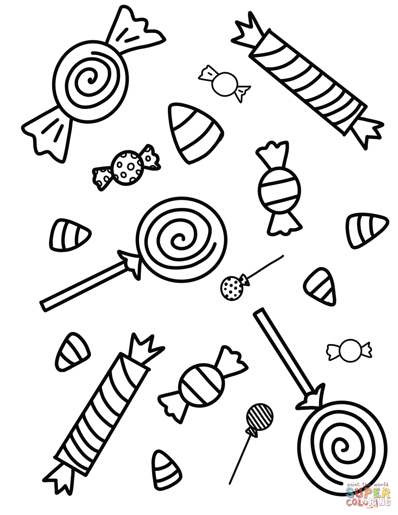 Halloween Candy Coloring Pages Cartoon