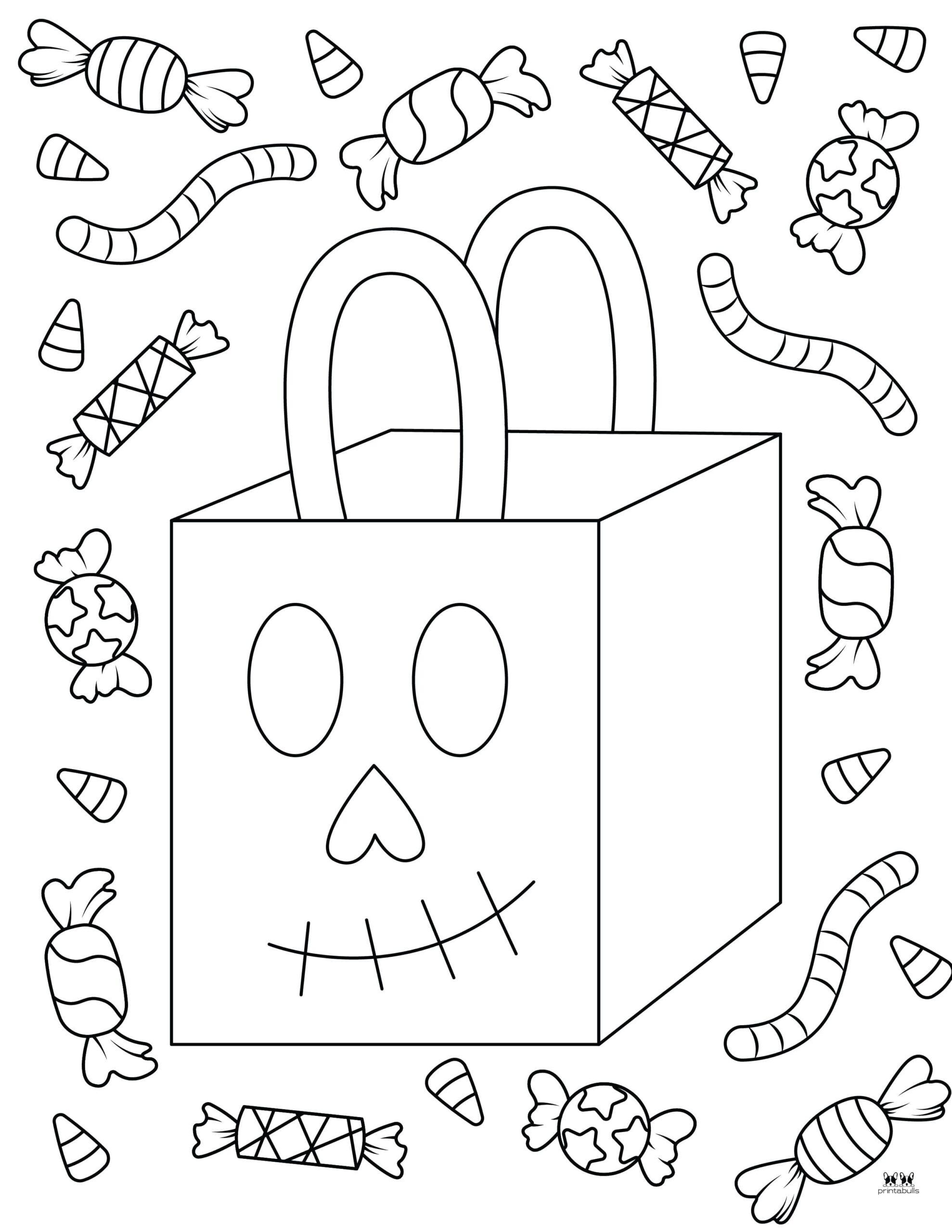 Halloween Candy Coloring Pages Easy