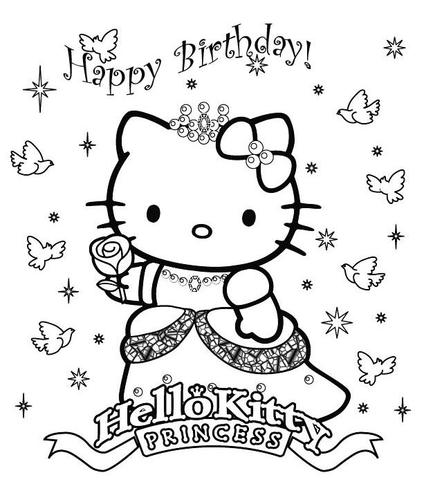 Hello Kitty Birthday Balloons Coloring Pages