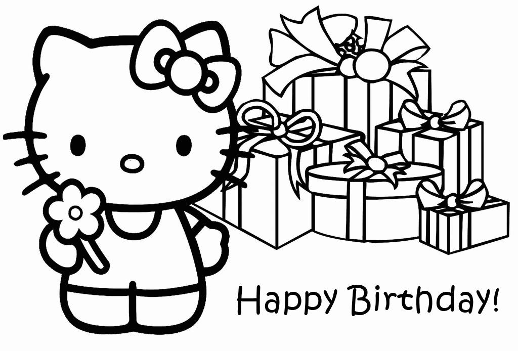 Hello Kitty Birthday Coloring Book Pages