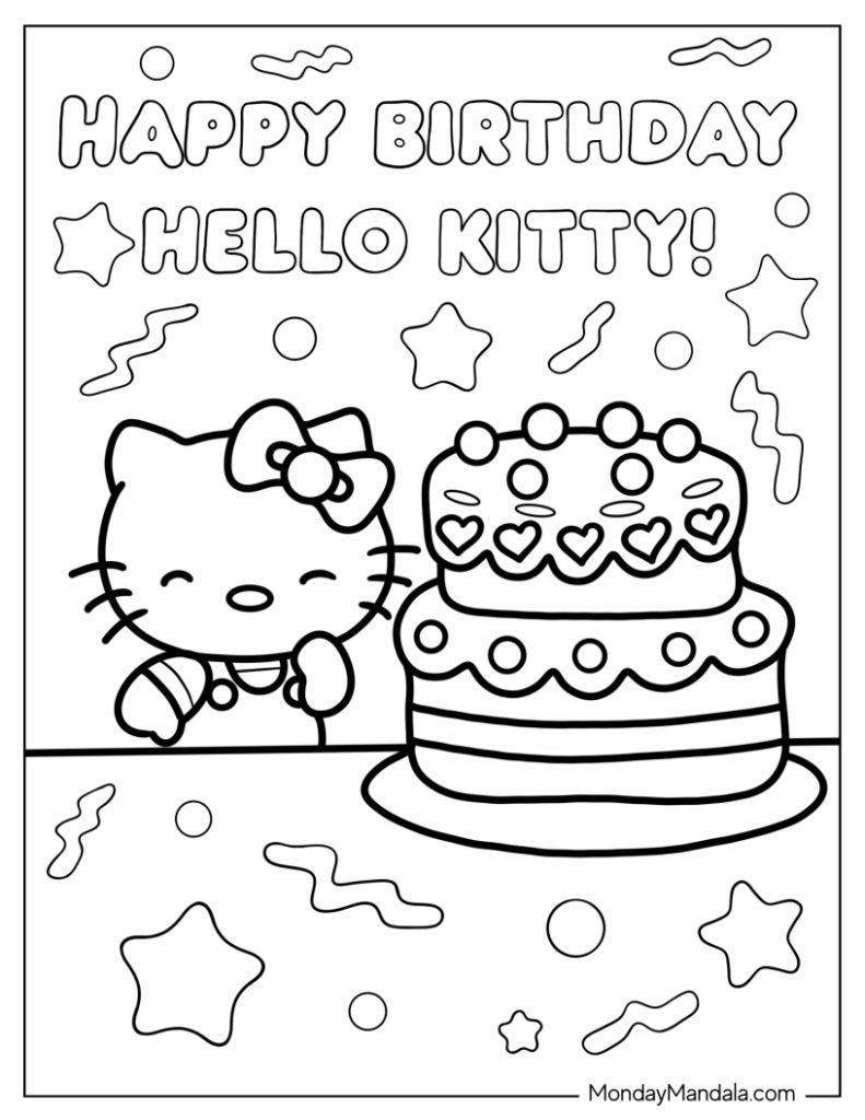 Hello Kitty Birthday Coloring Sheets