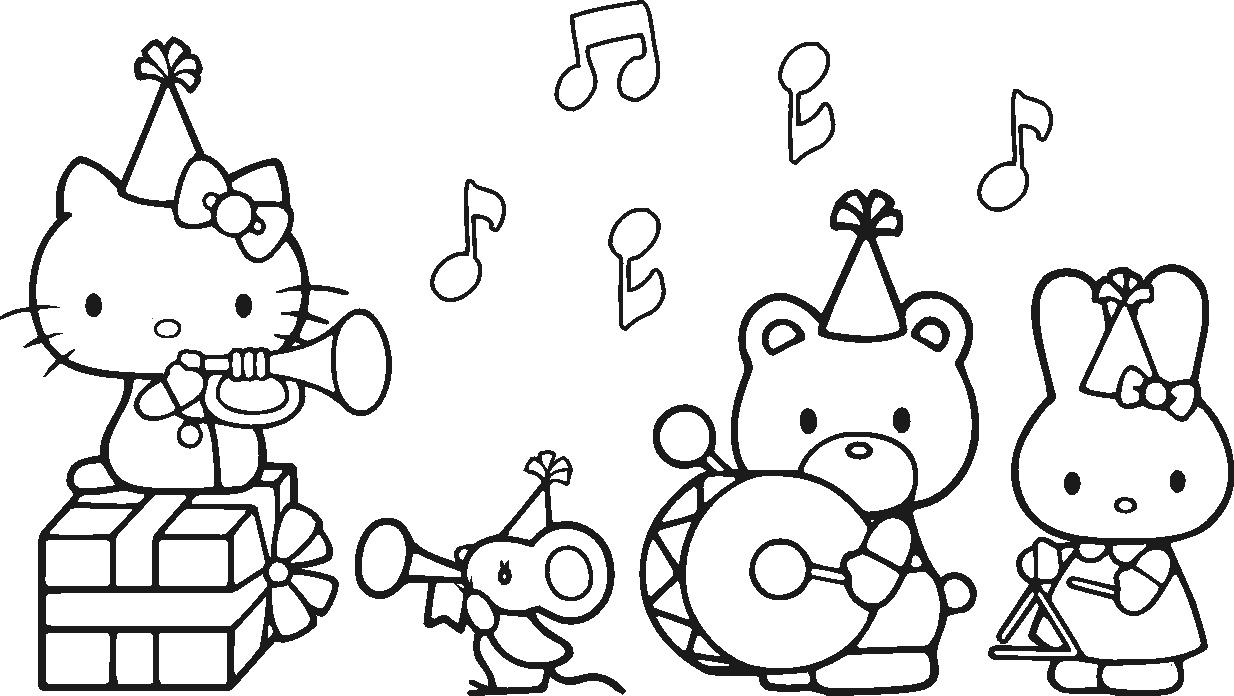 Hello Kitty Birthday Fun Coloring Pages