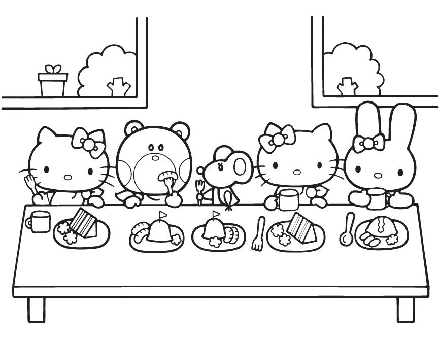 Hello Kitty Birthday Party Hats Coloring Pages