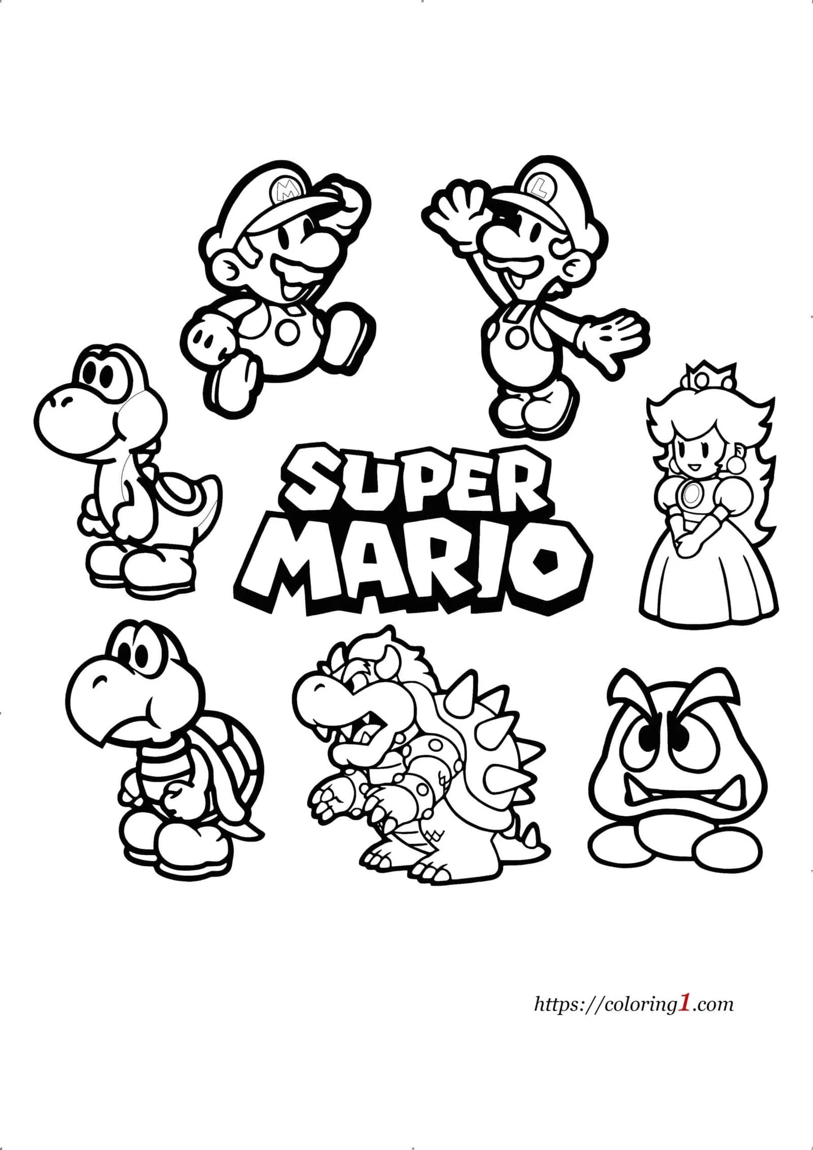 Mario Themed Coloring Pages