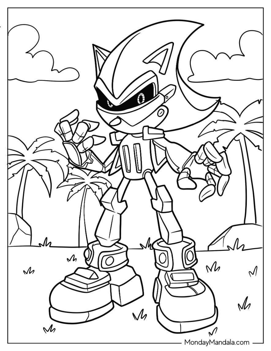 Metal Sonic Action Coloring Pages