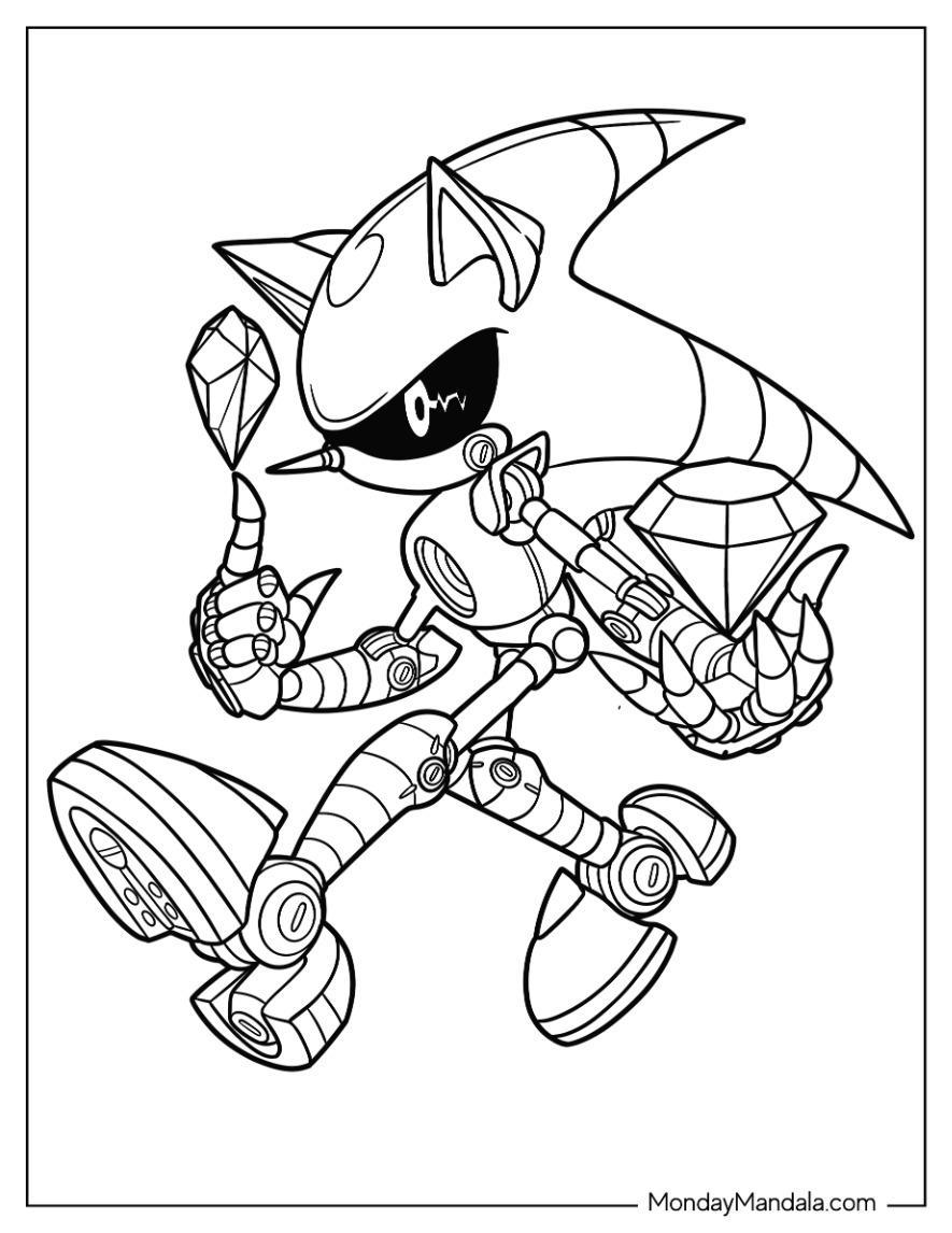 Metal Sonic And Sonic Coloring Pages