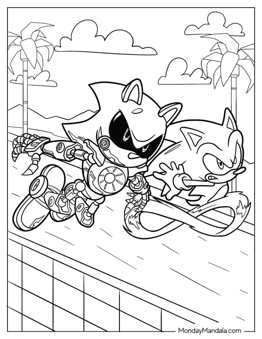 Metal Sonic Coloring Pages For Kids