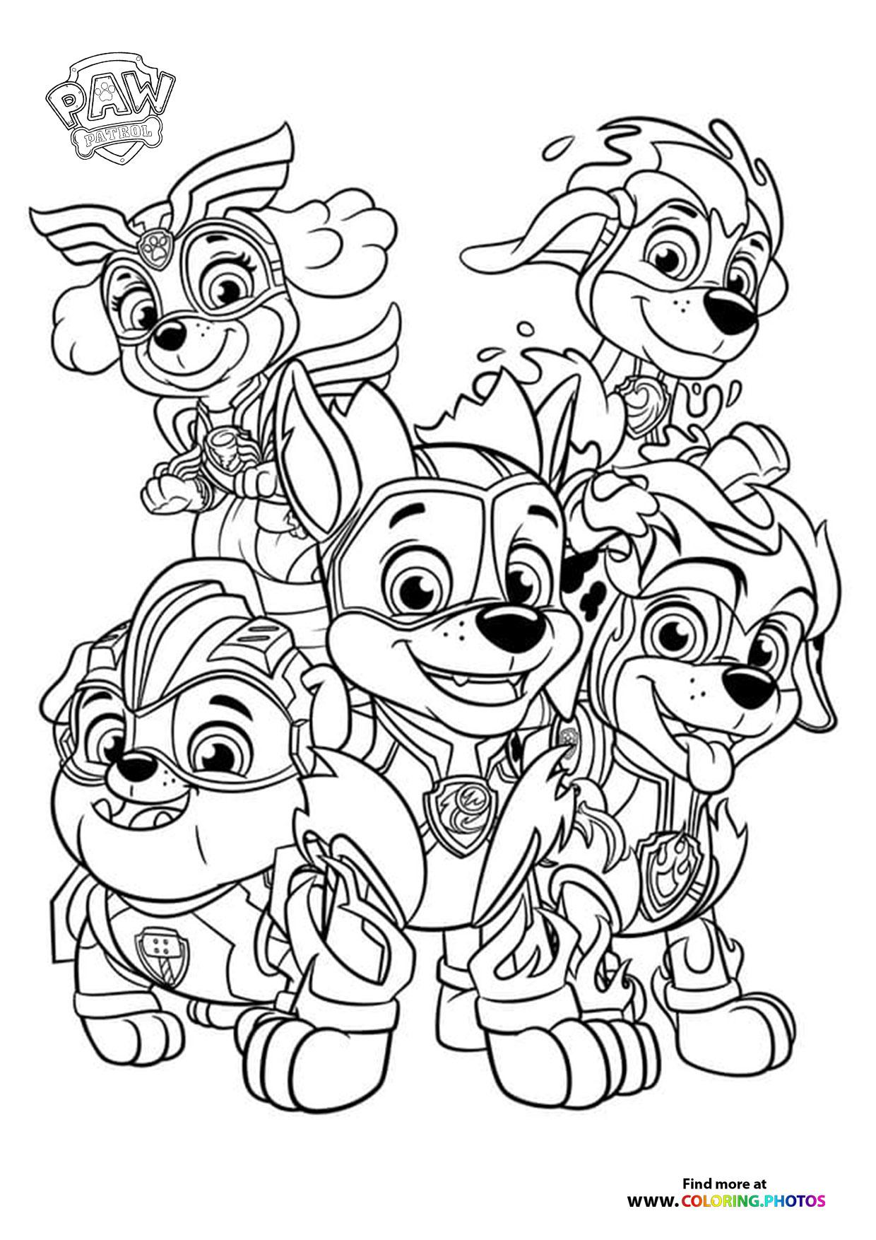 Paw Patrol characters coloring pages